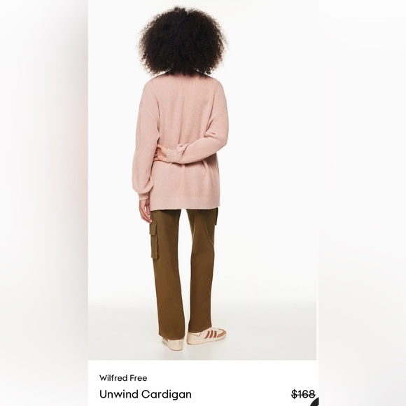 Aritzia Sz S Merino Wool Unwind Cardigan Relaxed Wilfred Free Sz Small Soft Pink - Picture 5 of 13